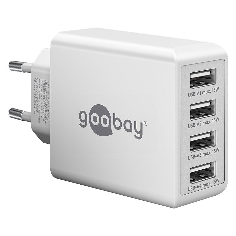 Chargeur Goobay Chargeur multiport USB-A 30 W - Blanc