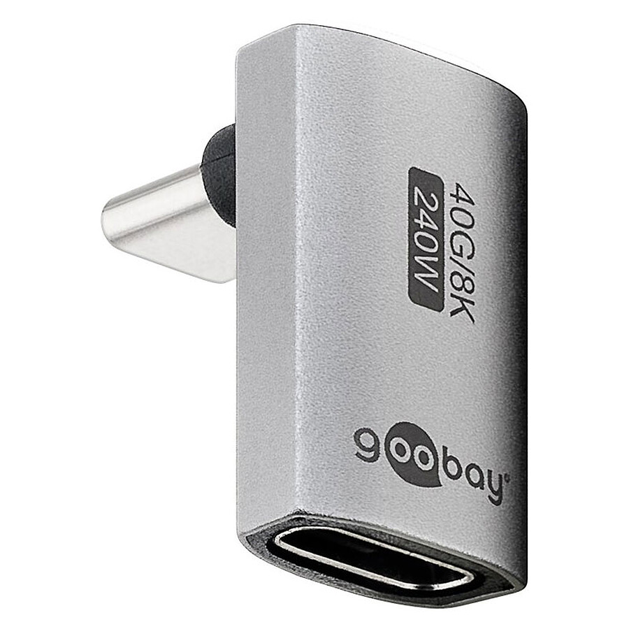 Câble USB Goobay Adaptateur USB-C Mâle vers USB-C Femelle coudé à 90°, Long