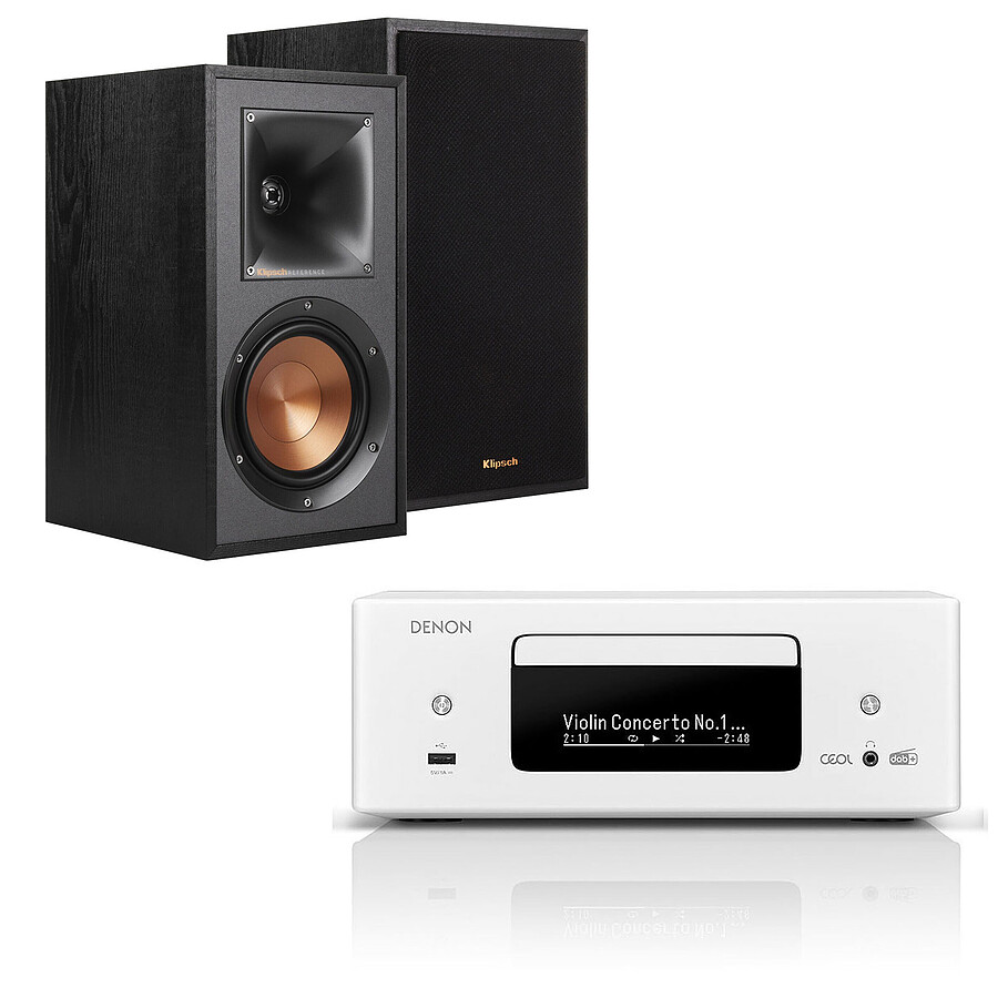 Mini-chaine Denon RCD-N12DAB Blanc + Klipsch R-51M