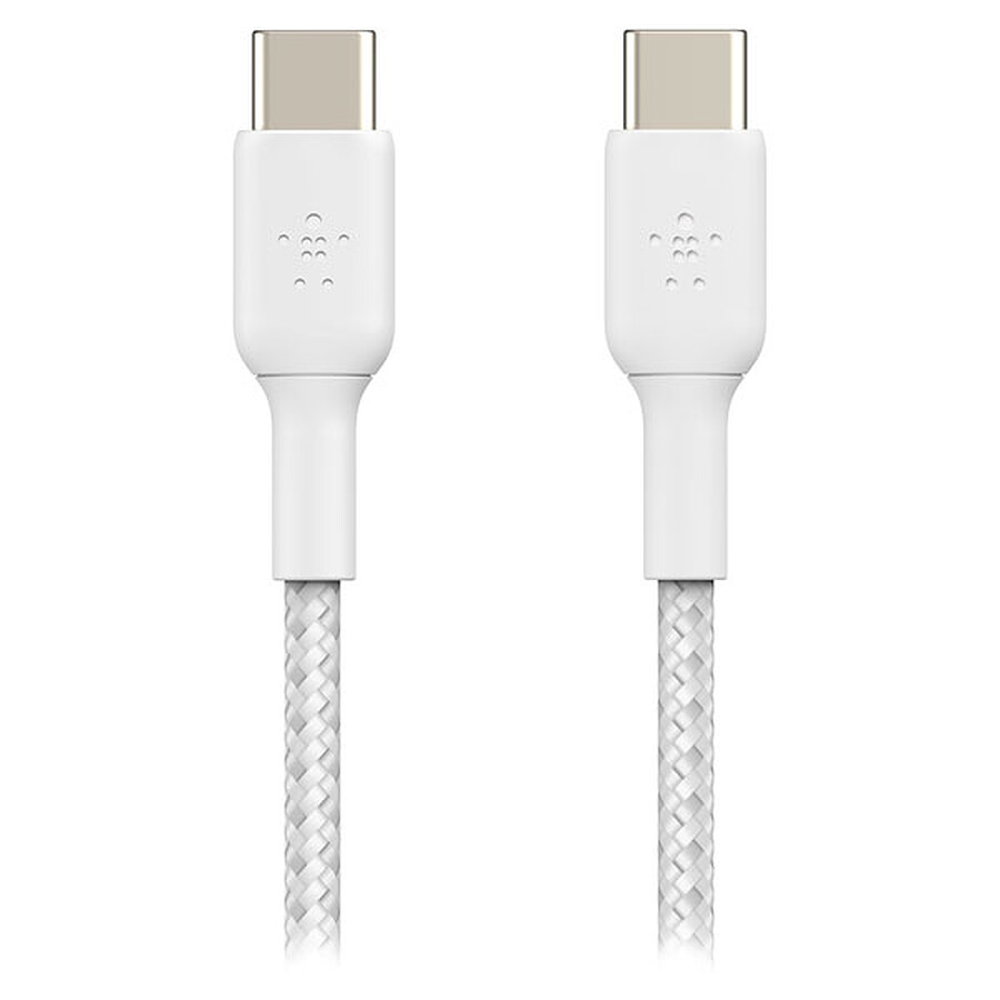 Câble USB Belkin Câble USB-C vers USB-C renforcé 60 W (blanc) - 2 m