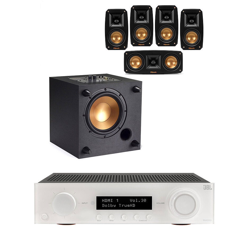 Ensemble Home-Cinéma JBL MA310 Blanc + Klipsch Reference Theater Pack 5.0 + R-8SW