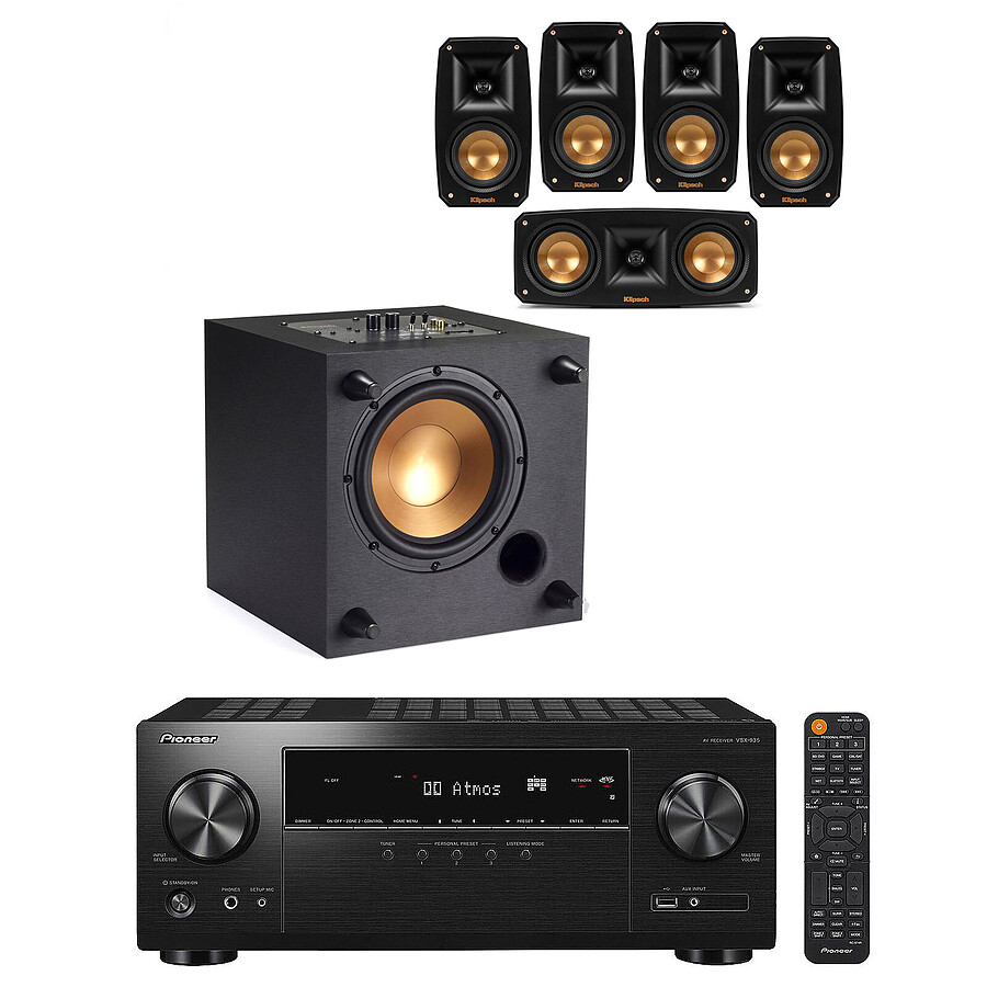 Ensemble Home-Cinéma Pioneer VSX-935 Noir + Klipsch Reference Theater Pack 5.0 + R-8SW