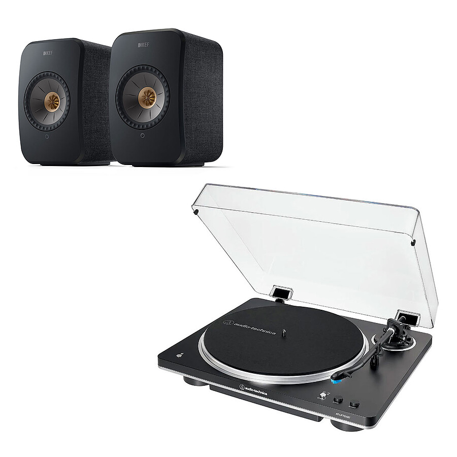 Mini-chaine KEF LSX II Noir Carbone + Audio-Technica AT-LP70XBT Noir