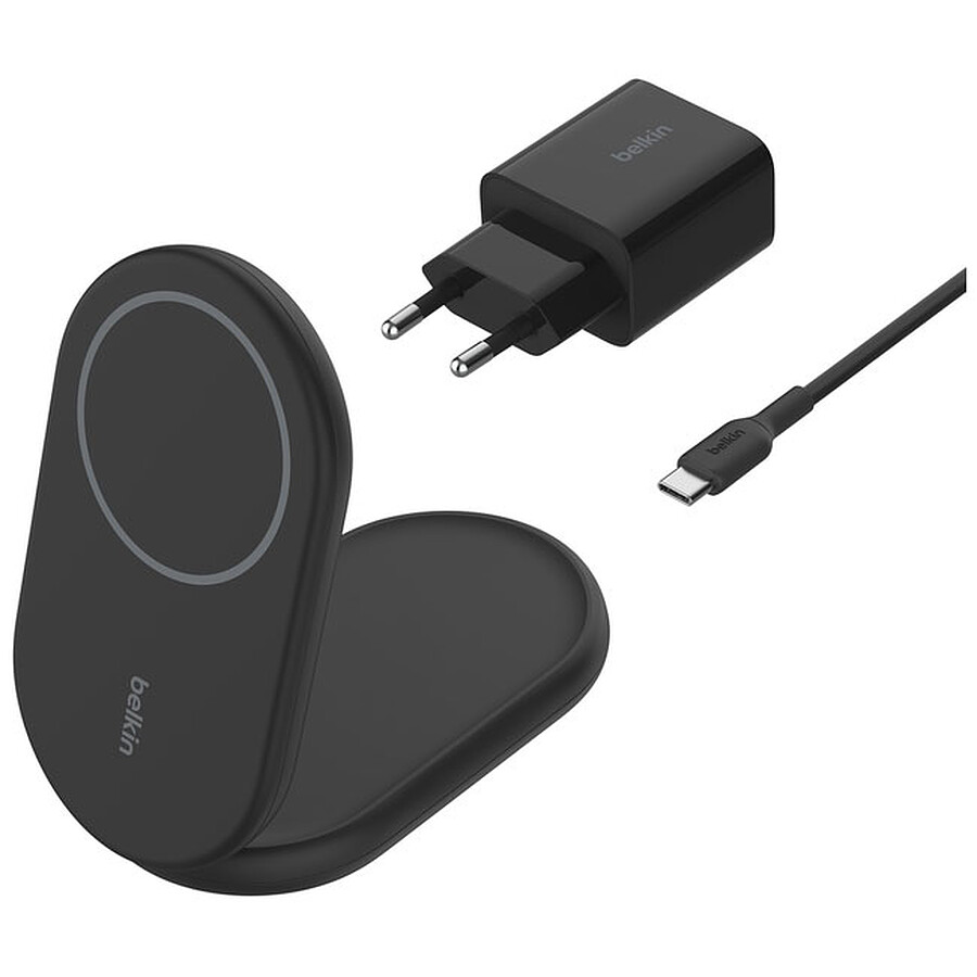 Chargeur Belkin BoostCharge Socle de Recharge Aimanté et Pliable Qi2 15W - Noir + Chargeur secteur