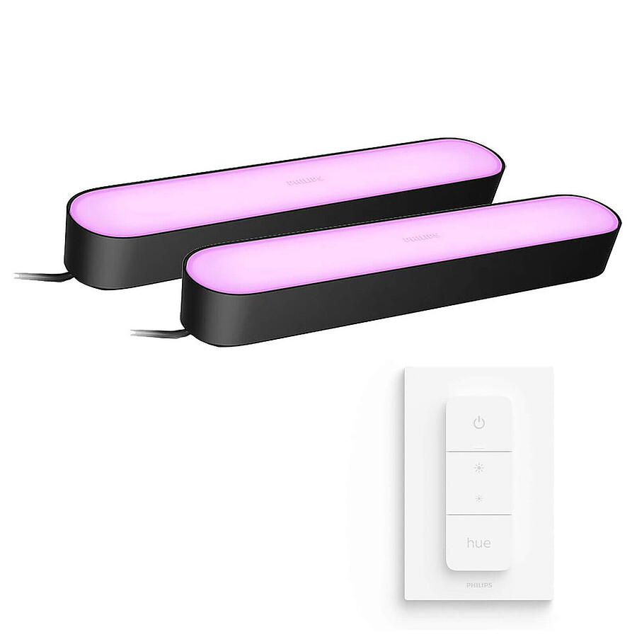 Lampe connectée Philips Hue Play Pack - Noir x2 + Hue Dimmer Switch