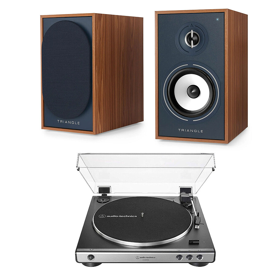 Mini-chaine Triangle Borea BR02 CONNECT Bleu + Audio-Technica AT-LP60XUSB Gris