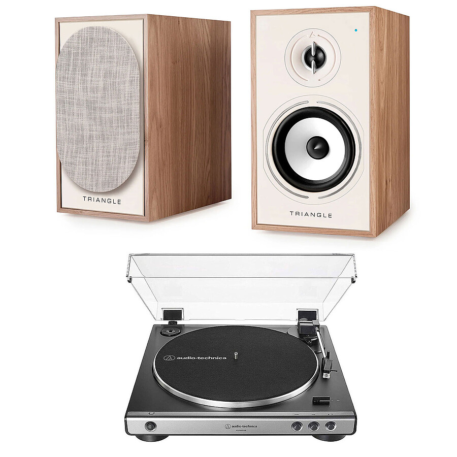 Mini-chaine Triangle Borea BR02 CONNECT Chêne Clair + Audio-Technica AT-LP60XUSB Gris
