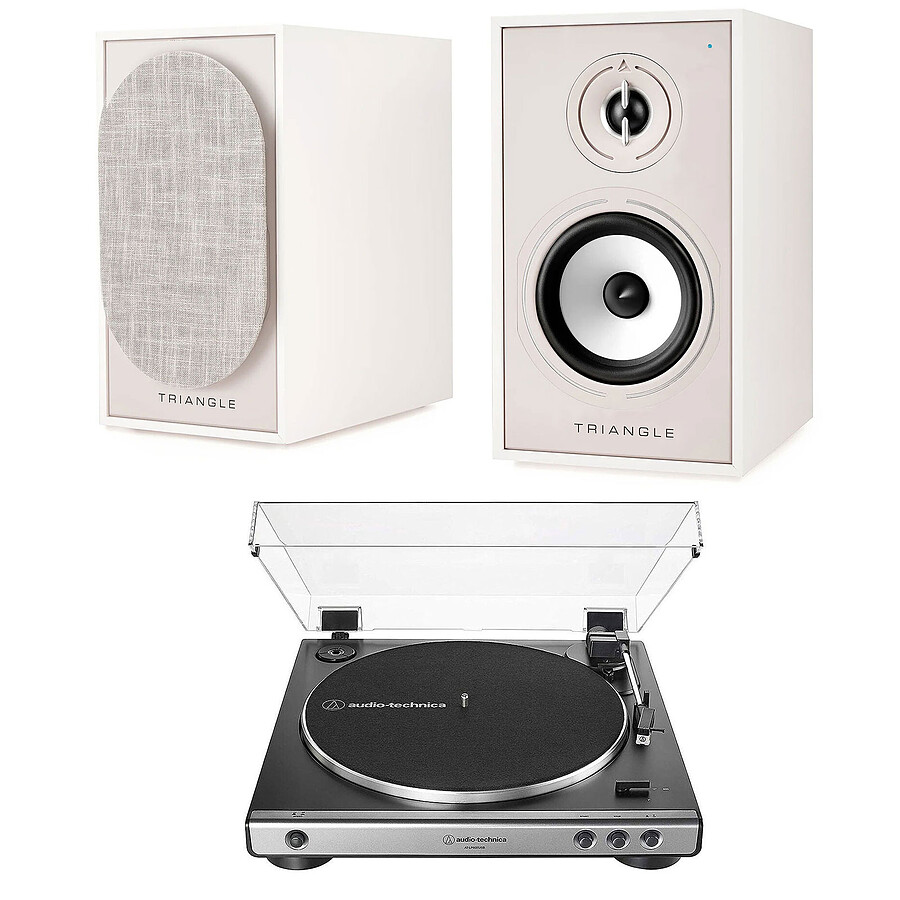 Mini-chaine Triangle Borea BR02 CONNECT Crême + Audio-Technica AT-LP60XUSB Gris