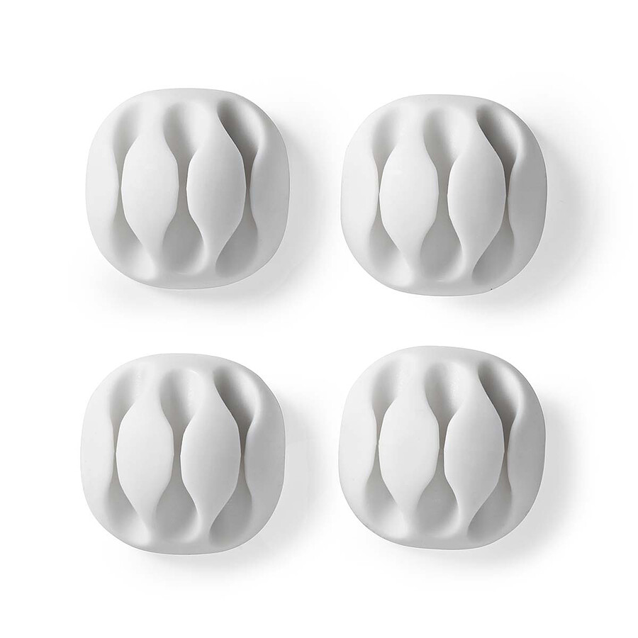 Passe câble et serre câble Nedis Lot de 4 Mini clips de câbles - Blanc