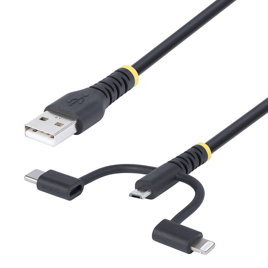 Adaptateur USB StarTech.com Câble 3-en-1 USB-A vers micro USB / USB-C / Lightning - 1 m