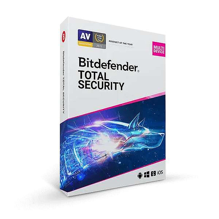 Logiciel antivirus et sécurité Bitdefender Total Security - Licence 1 an pour 5 appareils 