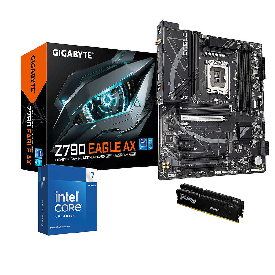 Intel Core i7-14700KF + Gigabyte Z790 + 32 Go - Kit upgrade PC
