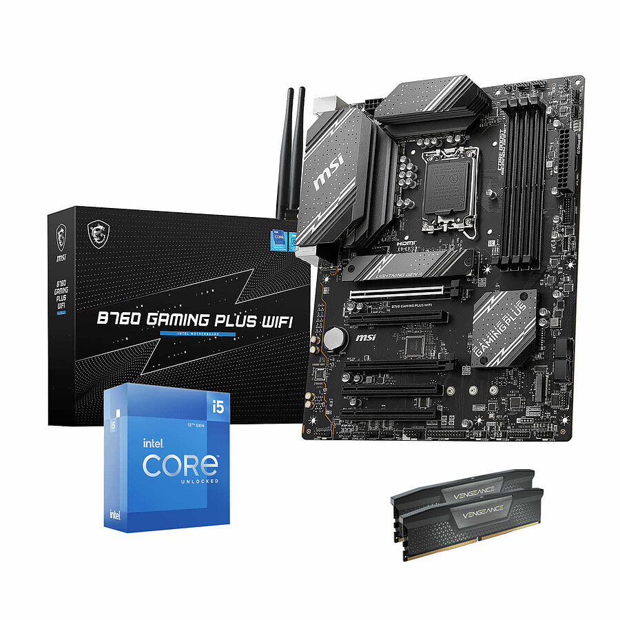 Kit upgrade PC Intel Core i5-12600K + MSI B760 GAMING PLUS WIFI + RAM 32 Go