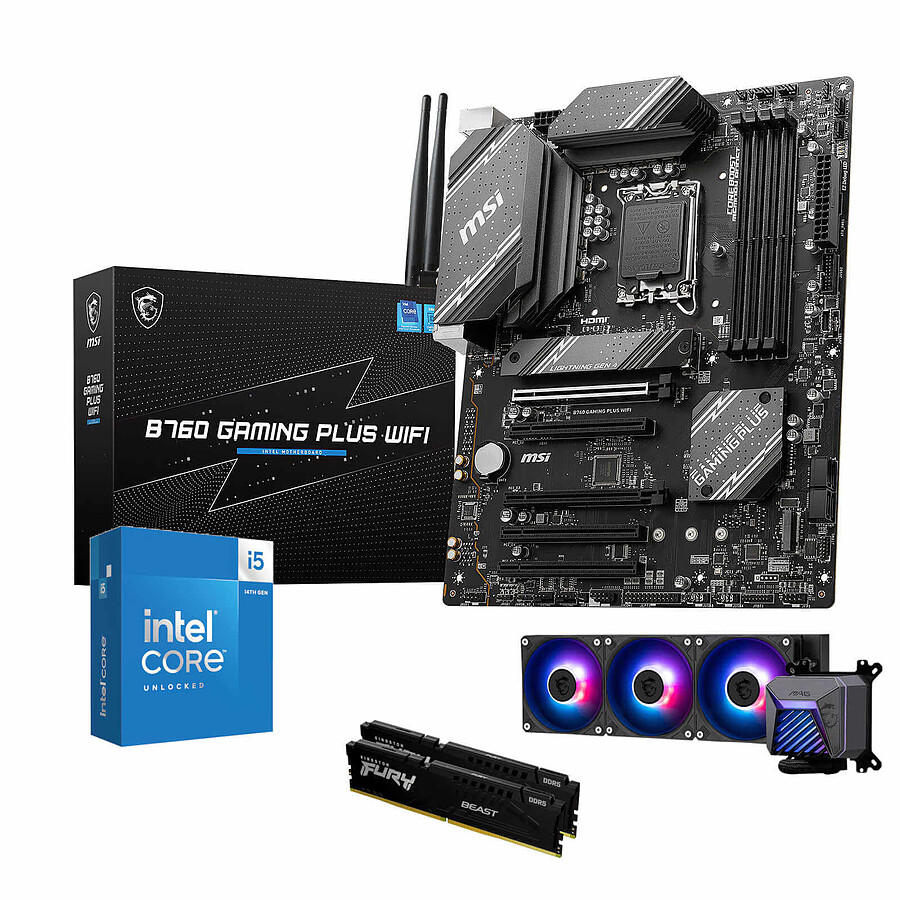 Kit upgrade PC Intel Core i5-14600K + MSI B760 GAMING PLUS WIFI - RAM 32 Go + AiO 360