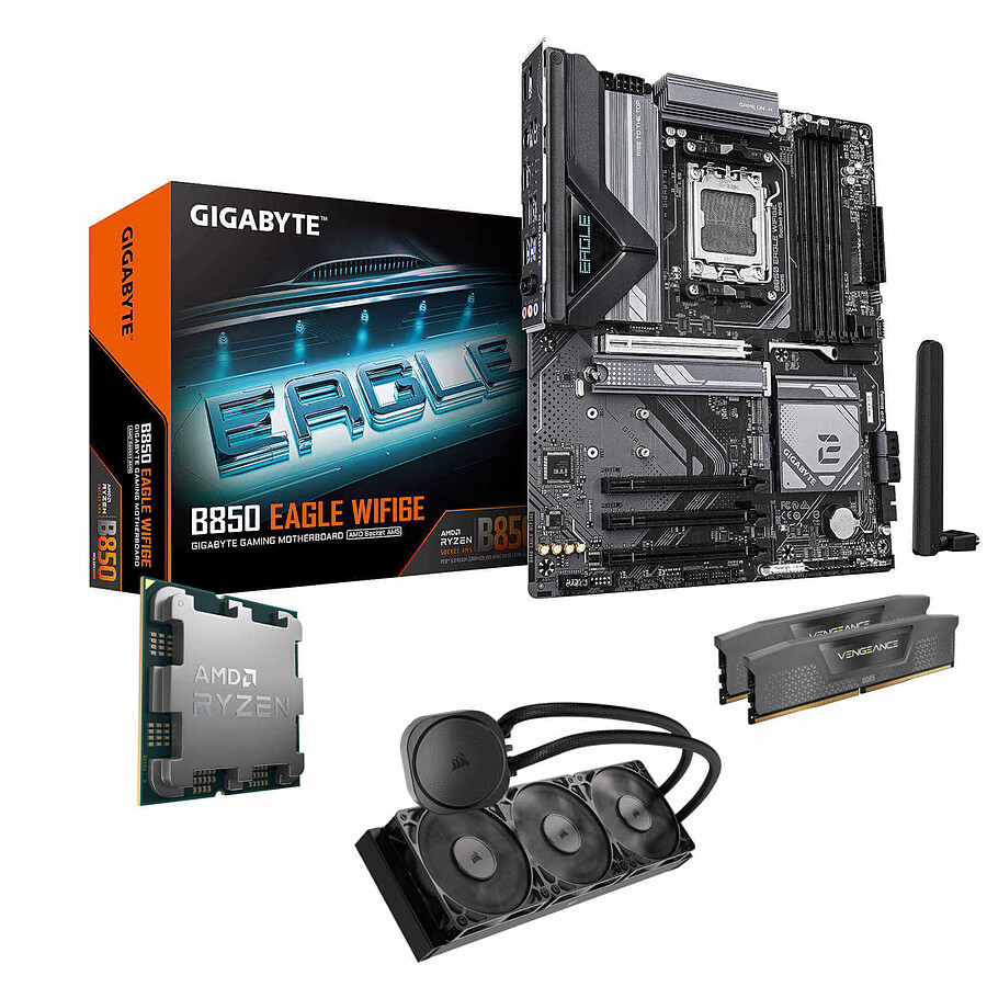 Kit upgrade PC AMD Ryzen 7 9800X3D + Gigabyte B850 + 32 Go + AiO 360