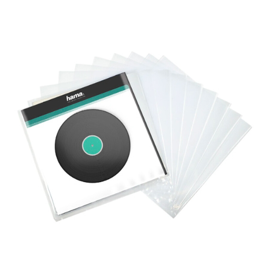Rangement Hama Lot de 10 Pochettes extérieures pour disques 33 tours - Transparente