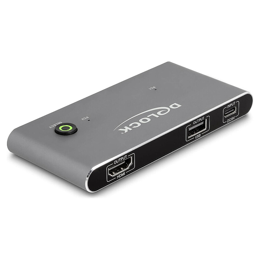 KVM DeLock Commutateur KVM USB-C vers HDMI avec 3 ports USB-A 2.0 - 2 ordinateurs (8K@60Hz)