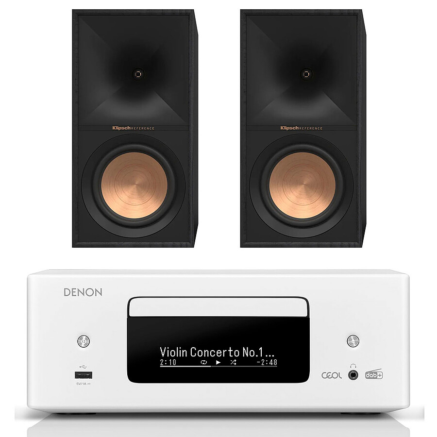 Mini-chaine Denon RCD-N12DAB Blanc + Klipsch R-60M