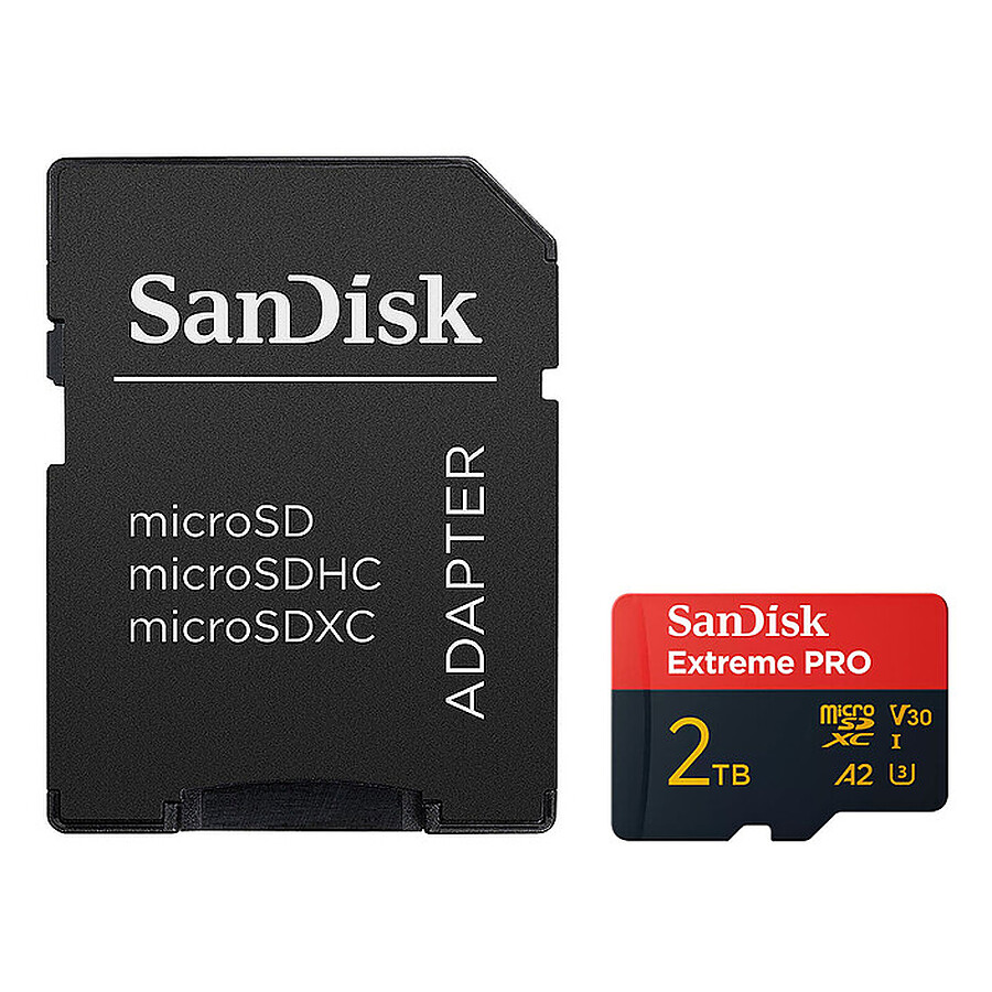 Carte micro SD SanDisk Extreme PRO microSDXC UHS-I U3 2 To + Adaptateur SD