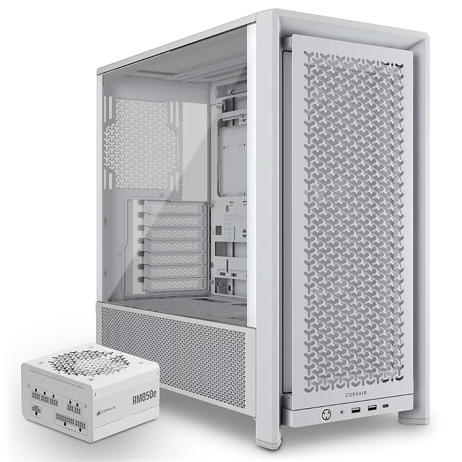 Boîtier PC Corsair FRAME 4000D + RM850e - Blanc