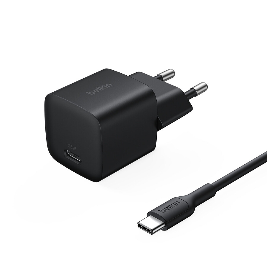 Chargeur Belkin BoostCharge Chargeur secteur USB-C (25 W) + Câble USB-C vers USB-C - Noir