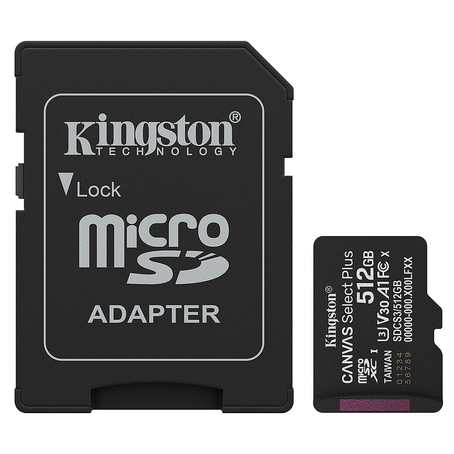 Carte micro SD Kingston Canvas Select Plus SDCS3/512GB