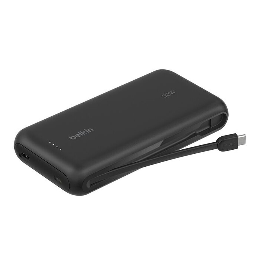 Batterie et powerbank Belkin Batterie externe 20K 30W avec câble USB-C intégré - Noir