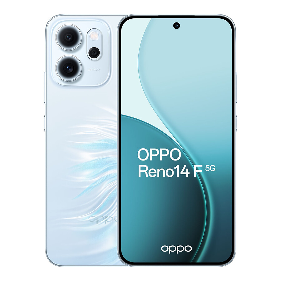 Smartphone OPPO Reno 14 F 5G (Bleu opale) - 256 Go - 8 Go