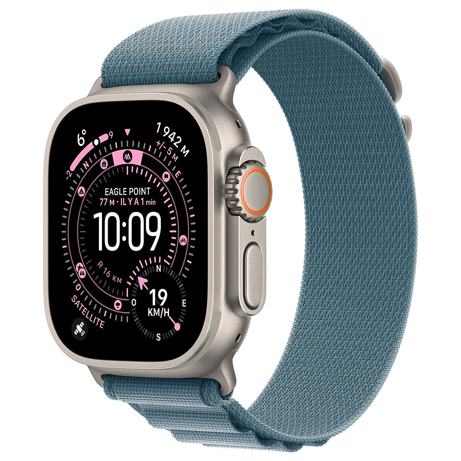 Montre connectée Apple Watch Ultra 3 GPS + Cellular 49 mm Titane Naturel Boucle Alpine Bleu Clair L
