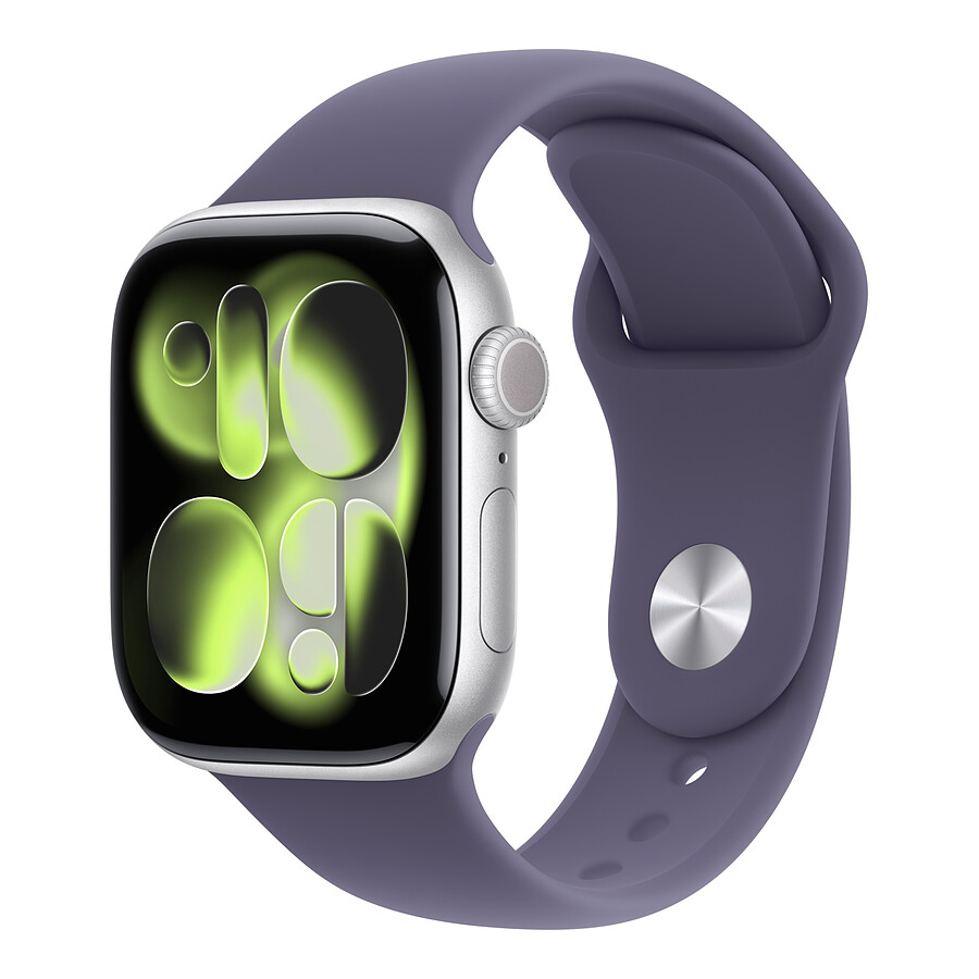 Montre connectée Apple Watch Series 11 GPS - Aluminium Argent  - Bracelet Sport Violet  - 42 mm - Taille M/L