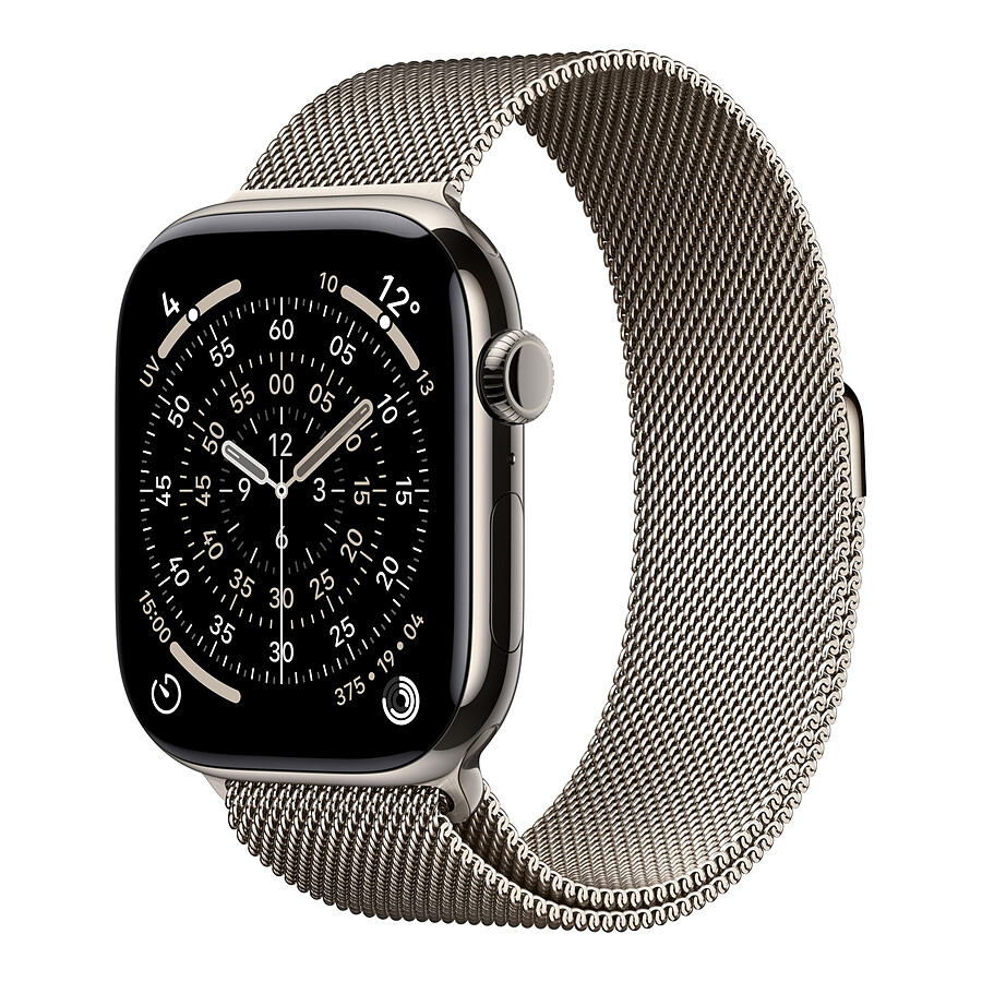 Montre connectée Apple Watch Series 11 GPS + Cellular - Titane Naturel - Bracelet Milanais - 46 mm S/M