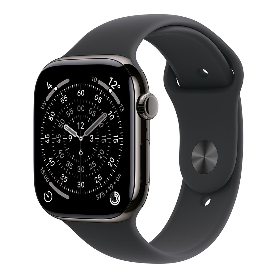 Montre connectée Apple Watch Series 11 GPS + Cellular - Titane Ardoise - Bracelet Sport Noir - 42 mm - Taille M/L