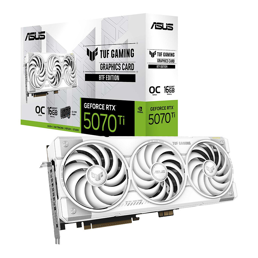 Carte graphique ASUS TUF Gaming GeForce RTX 5070 Ti 16GB GDDR7 BTF White OC Edition