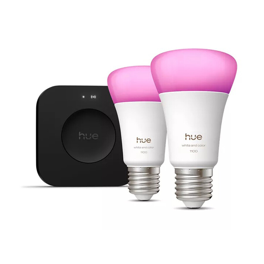 Ampoule connectée Philips Hue Pro White and Color Ambiance Kit de démarrage E27 A60 11 W Bluetooth x 2