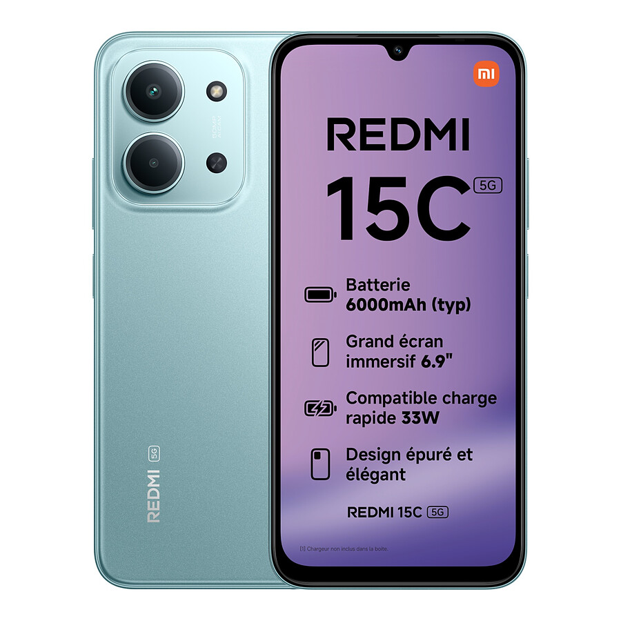Smartphone Xiaomi Redmi 15C 5G Vert - 256 Go - 4 Go