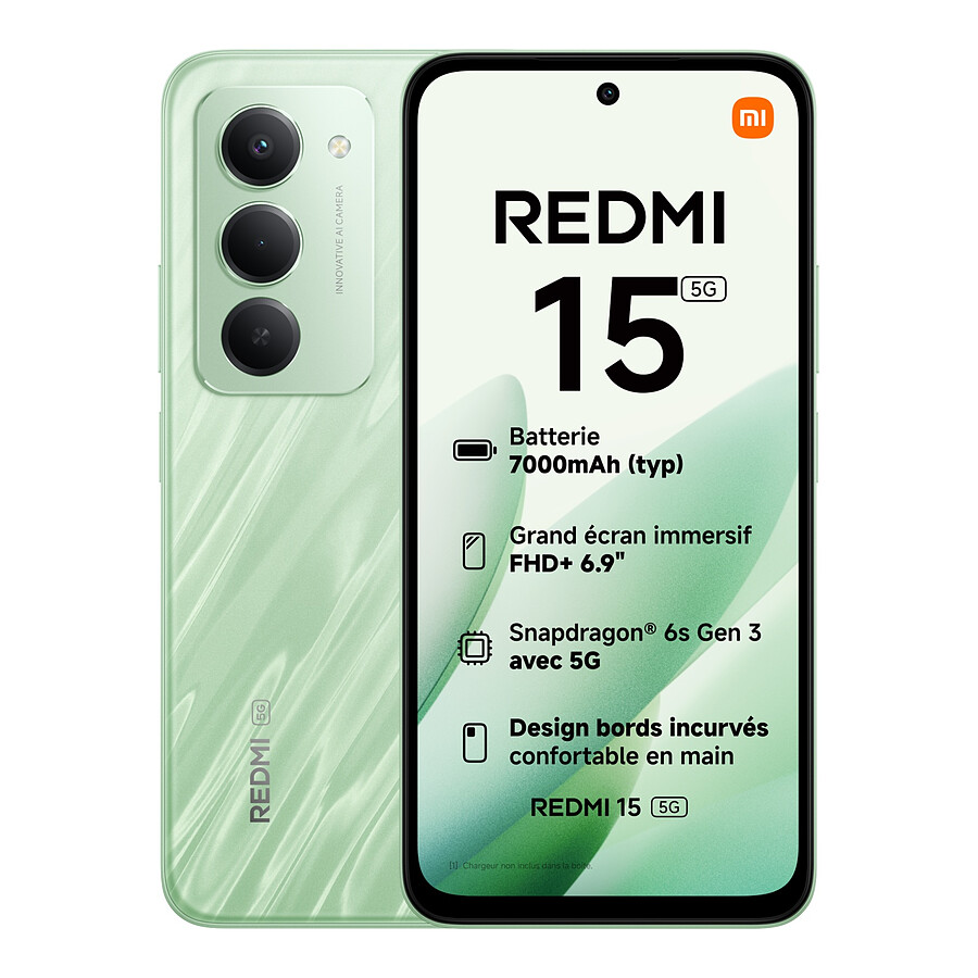 Smartphone Xiaomi Redmi 15 5G Vert - 256 Go - 8 Go