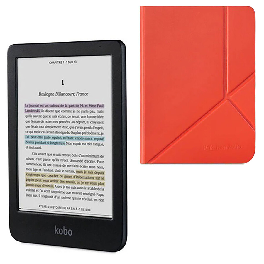 Liseuse numérique Kobo Clara Colour Noir + SleepCover Rouge