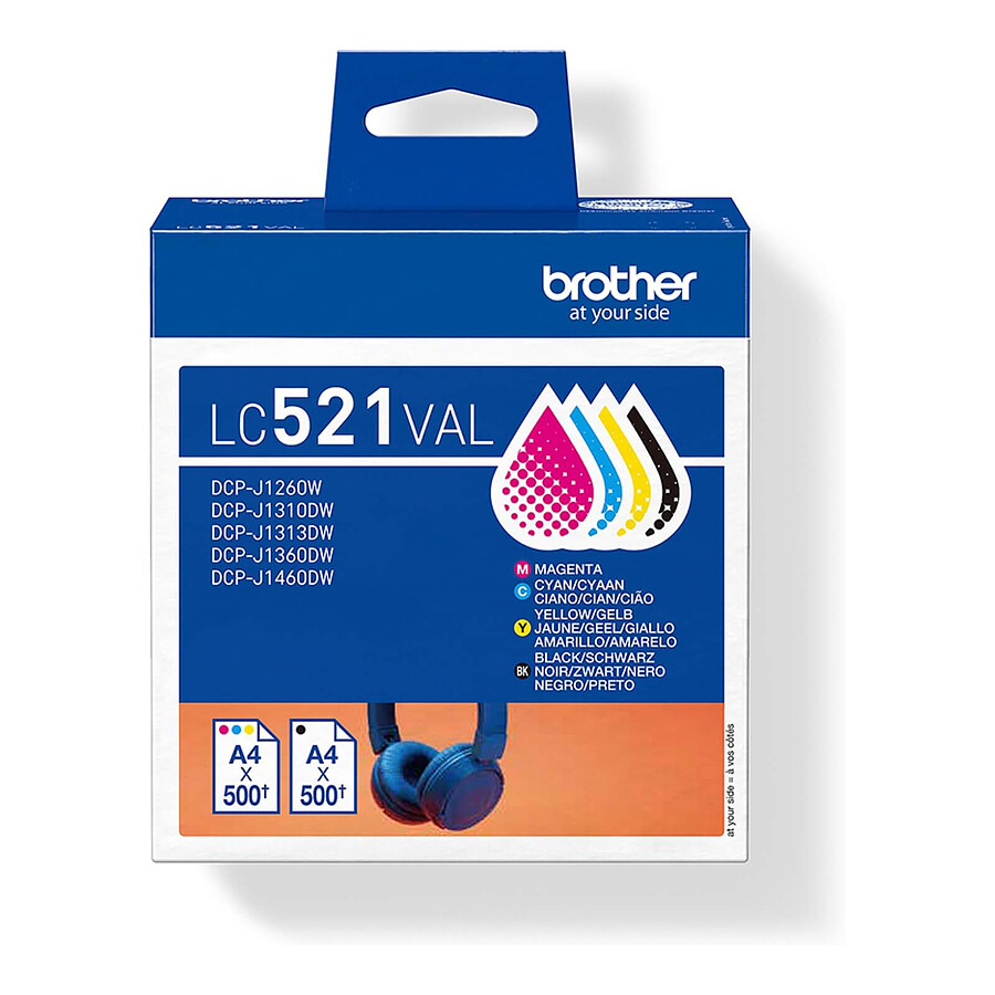 Cartouche d'encre Brother LC521VAL - pack Bk, C, M, Y
