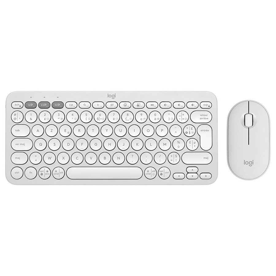 Clavier souris bureautique Logitech Pebble 2 Combo - Blanc