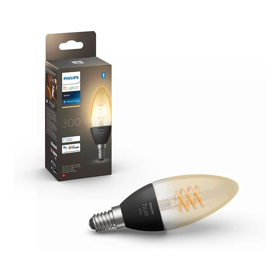 Ampoule connectée Philips Hue White Ampoule connectée Filament Candle 4.5W E14