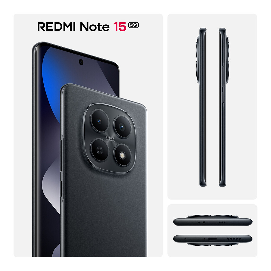 Smartphone Xiaomi Redmi 15 Noir 256 Go - 5G, 8 Go RAM, Android - Neuf Sous Blister