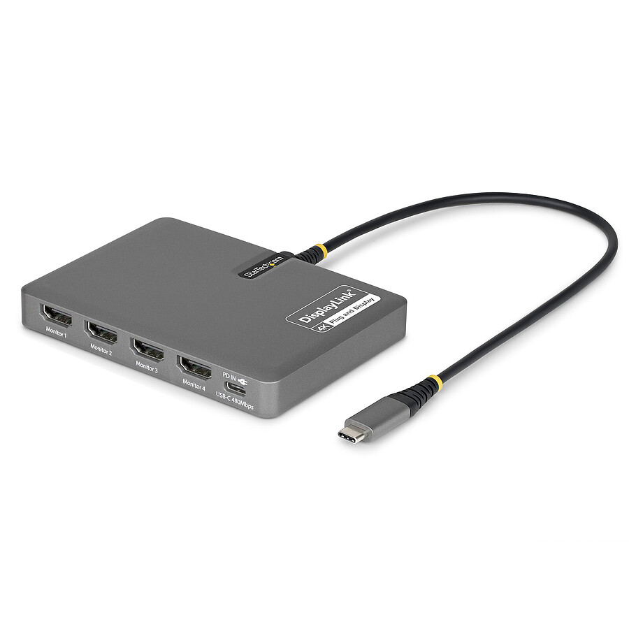 Adaptateur HDMI StarTech.com Adaptateur USB Type-C vers 4 HDMI 4K 60 Hz et port USB-C PD 140W