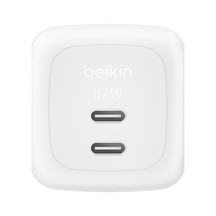 Chargeur Belkin BoostCharge Pro Chargeur secteur GaN deux ports USB-C - 67W - Blanc
