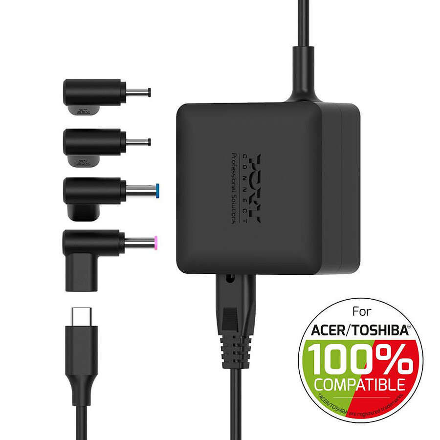 Chargeur PC portable PORT Connect Acer/Toshiba Power Supply GaN2 USB Type C (65W)