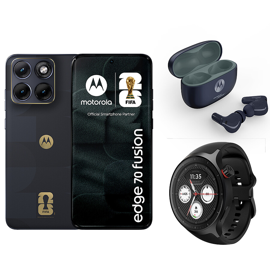 Smartphone Motorola Edge 70 Fusion FIFA Edition - 256 Go + Moto Buds 2 Plus + Moto Watch
