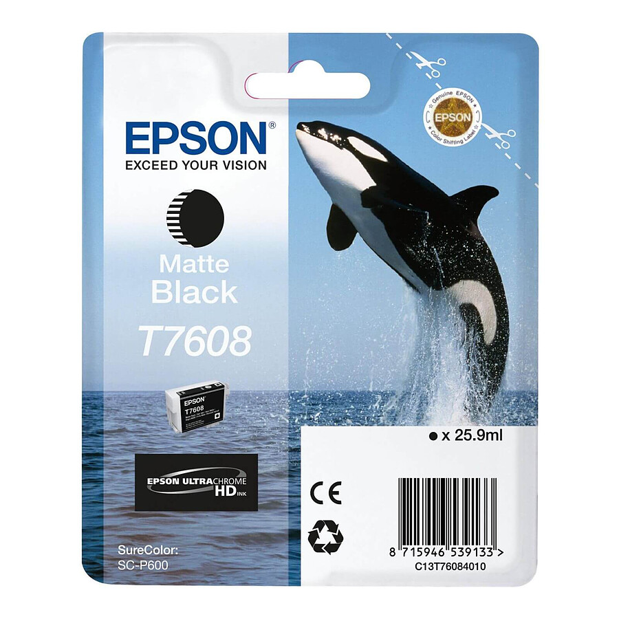 Cartouche d'encre Epson Noir Mat T7608
