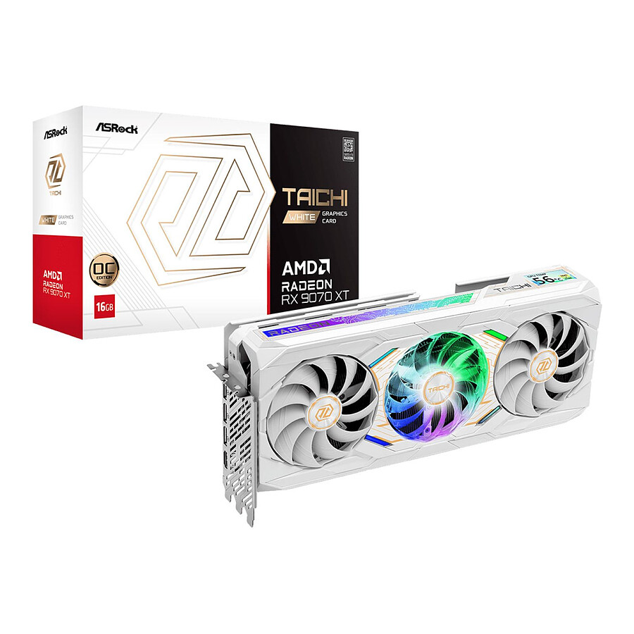 Carte graphique ASRock AMD Radeon RX 9070 XT Taichi White 16GB OC