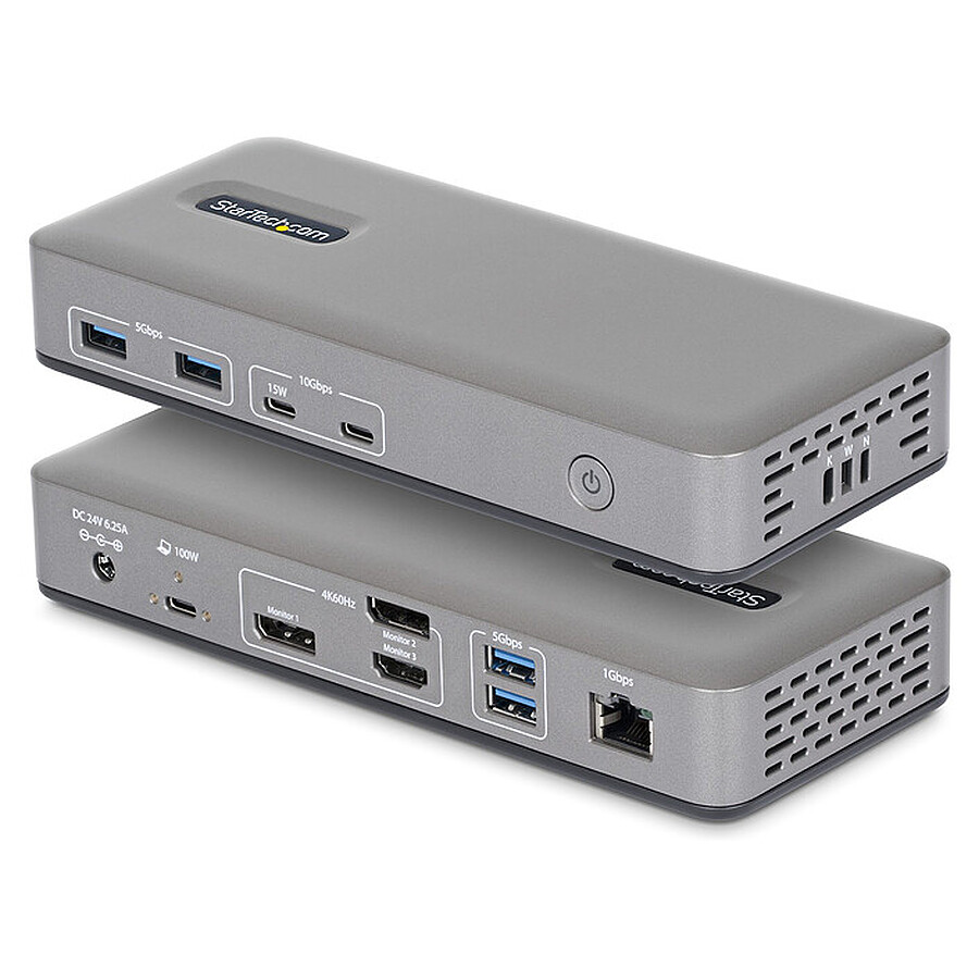 Hub USB StarTech.com Station d'Accueil USB-C Triple Écrans 4K (2x 4K 60Hz, 1x 4K 30Hz)