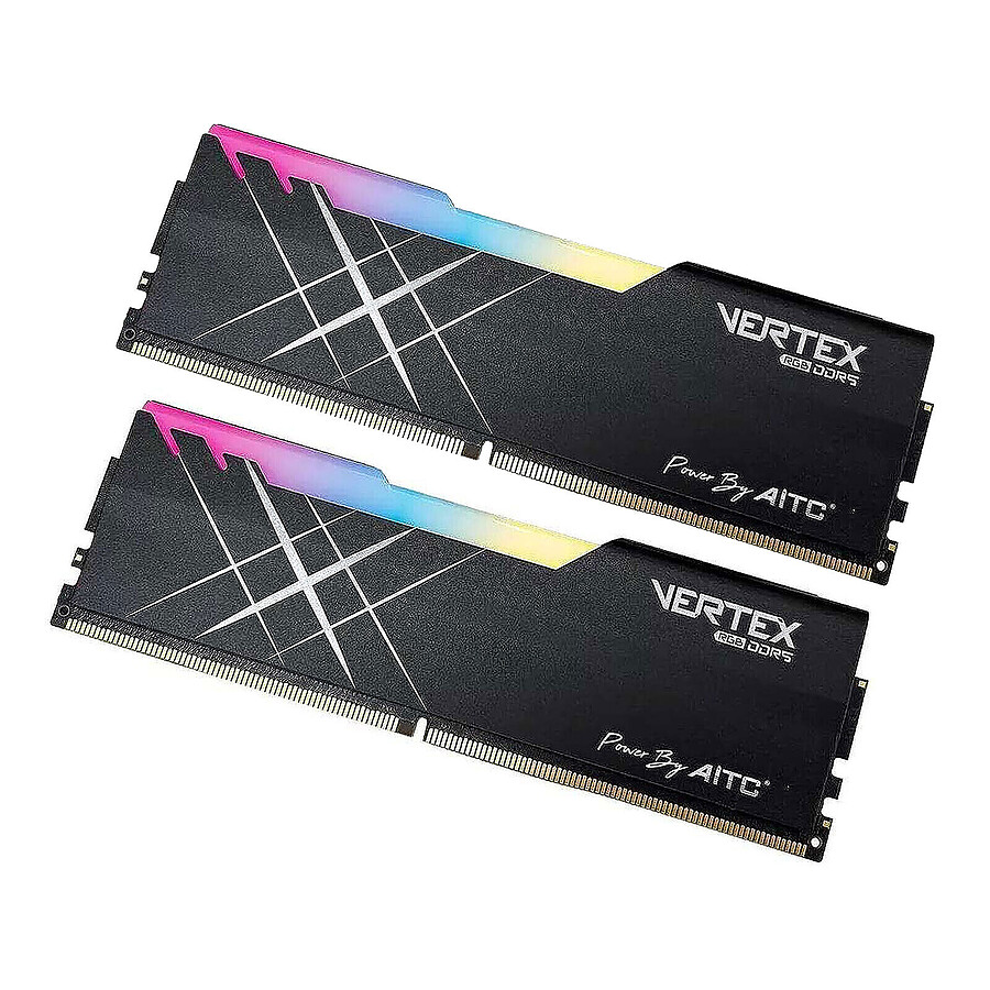 Mémoire RAM Kingsman Gaming Vertex RGB - 2 x 16 Go (32 Go) - DDR5 - 6000 MHz - CL38 Noir (Bulk)